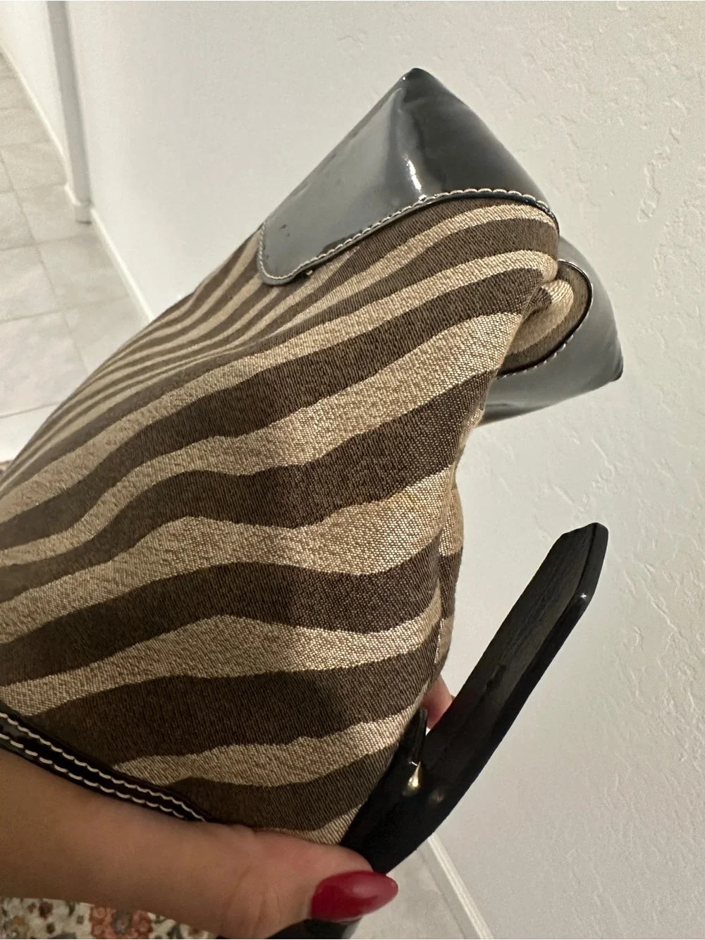 Dooney & Bourke Brown and Cream Zebra Stripe Shoulder Bag